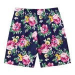 Vintage Blossom Floral Pattern Print Men's Swim Trunks