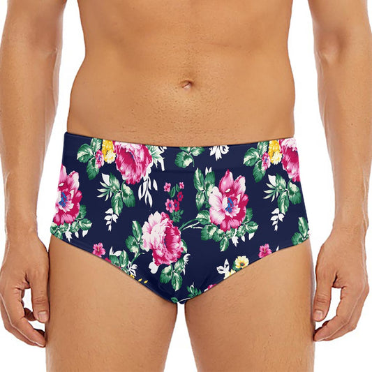 Vintage Blossom Floral Pattern Print Men's Triangle Swim Briefs