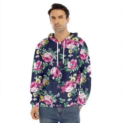 Vintage Blossom Floral Pattern Print Men's Velvet Pullover Hoodie