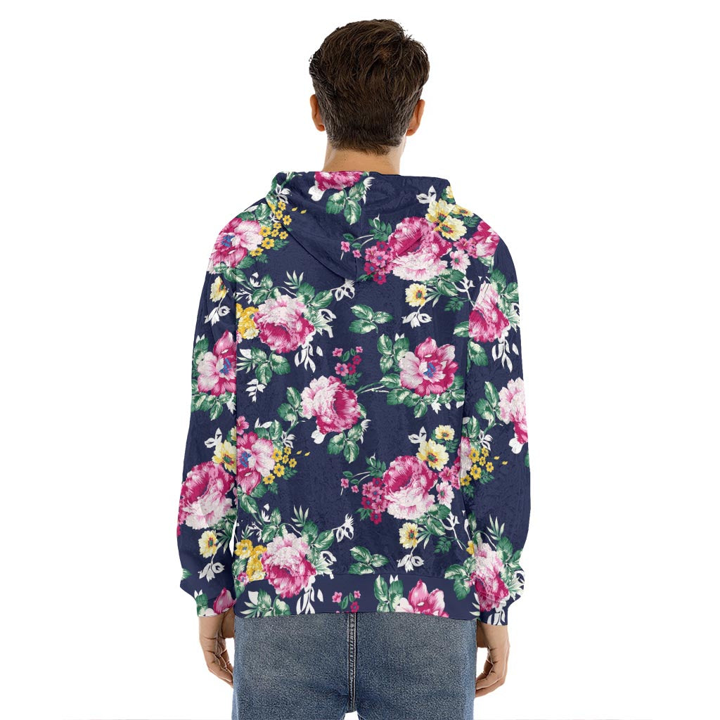 Vintage Blossom Floral Pattern Print Men's Velvet Pullover Hoodie