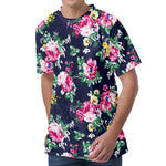 Vintage Blossom Floral Pattern Print Men's Velvet T-Shirt