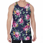 Vintage Blossom Floral Pattern Print Men's Velvet Tank Top