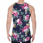 Vintage Blossom Floral Pattern Print Men's Velvet Tank Top