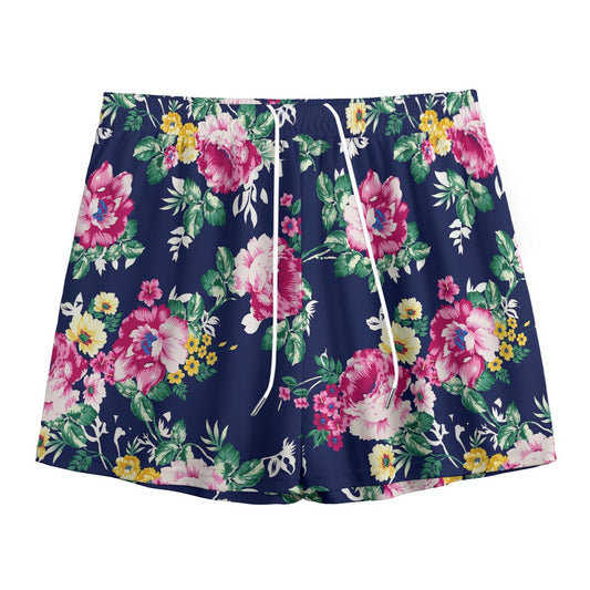 Vintage Blossom Floral Pattern Print Mesh Shorts