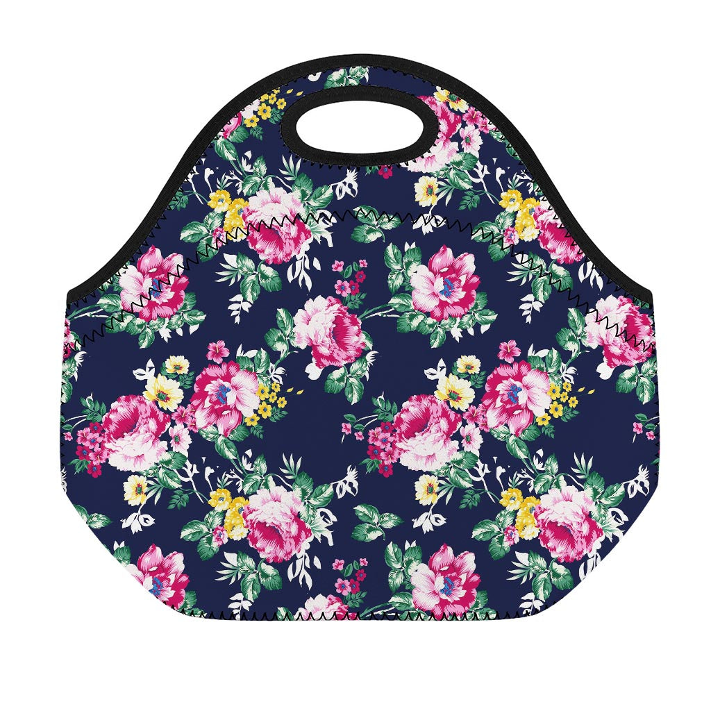 Vintage Blossom Floral Pattern Print Neoprene Lunch Bag