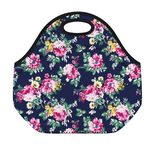 Vintage Blossom Floral Pattern Print Neoprene Lunch Bag