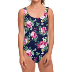 Vintage Blossom Floral Pattern Print One Piece Swimsuit