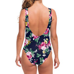 Vintage Blossom Floral Pattern Print One Piece Swimsuit