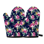 Vintage Blossom Floral Pattern Print Oven Mitts