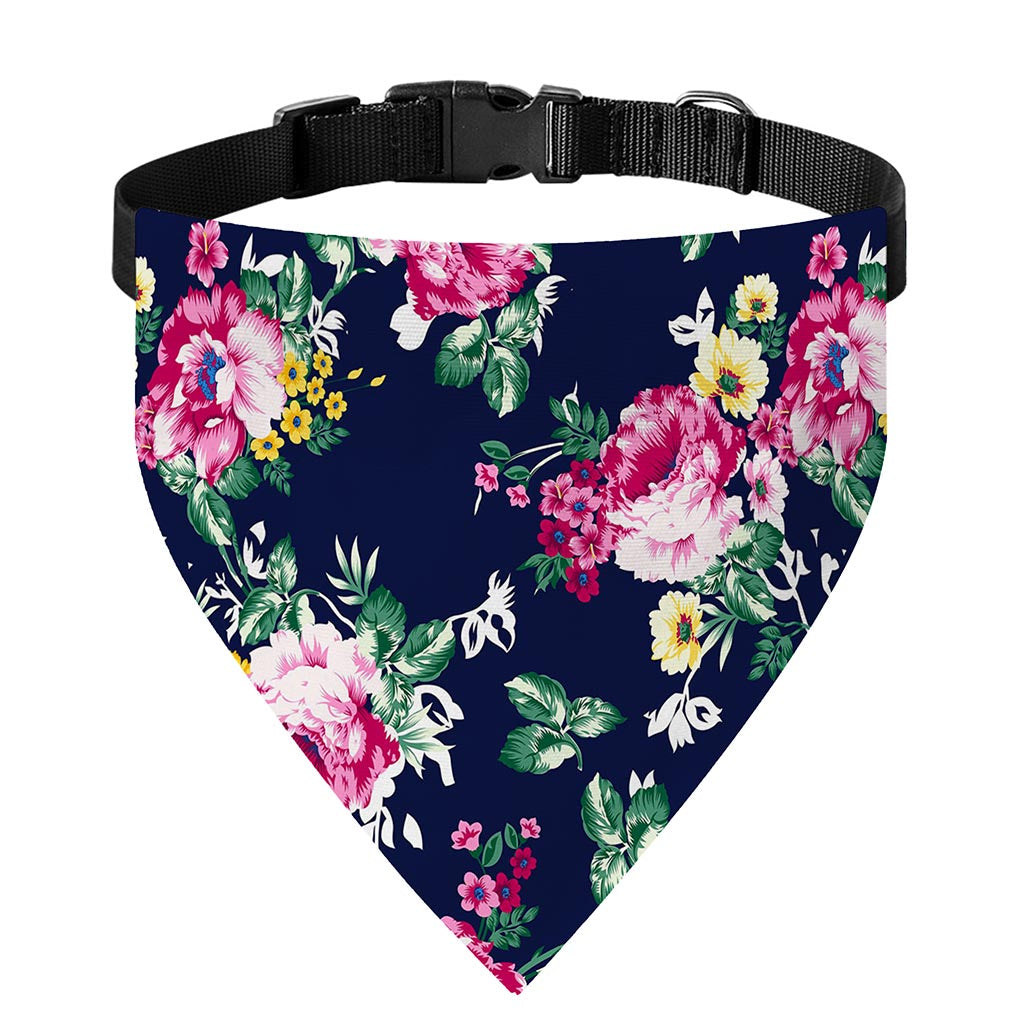 Vintage Blossom Floral Pattern Print Over The Collar Dog Bandana