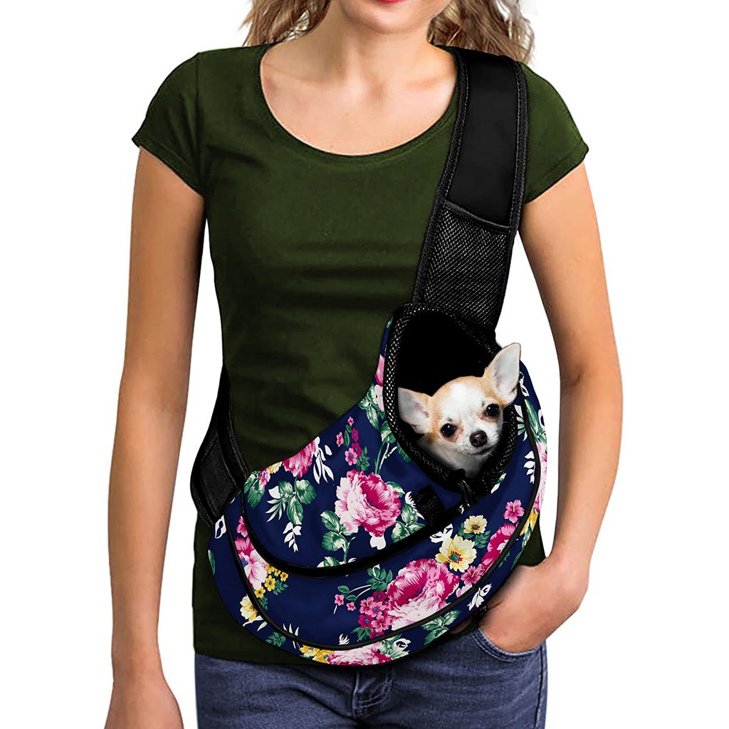 Vintage Blossom Floral Pattern Print Pet Sling Carrier