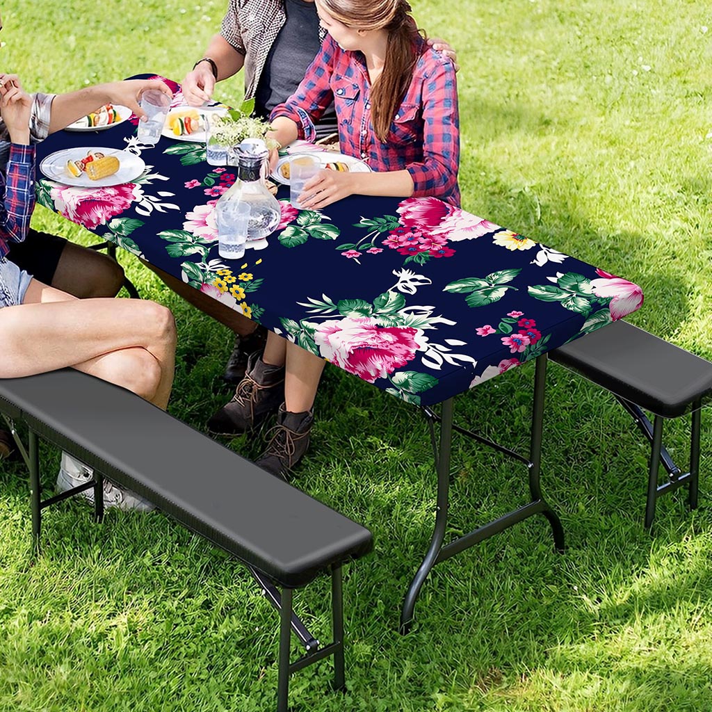 Vintage Blossom Floral Pattern Print Picnic Table Cover