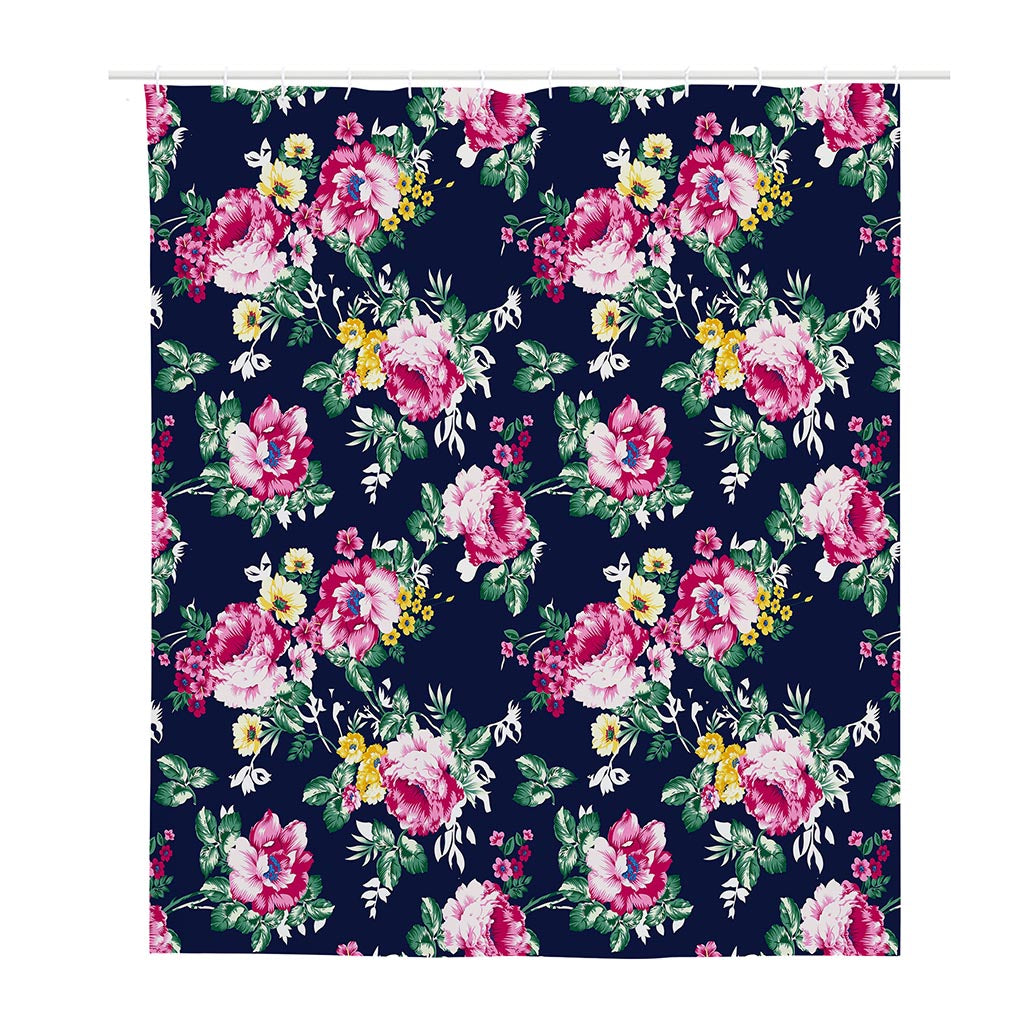 Vintage Blossom Floral Pattern Print Polyester Shower Curtain