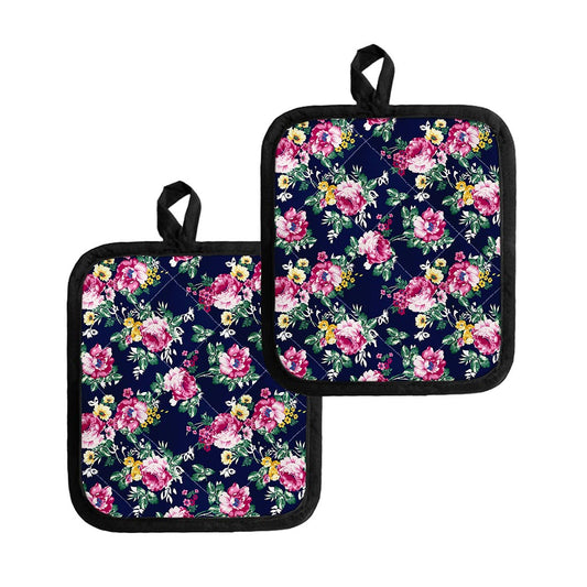 Vintage Blossom Floral Pattern Print Pot Holders