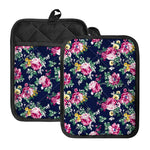 Vintage Blossom Floral Pattern Print Pot Holders With Pocket