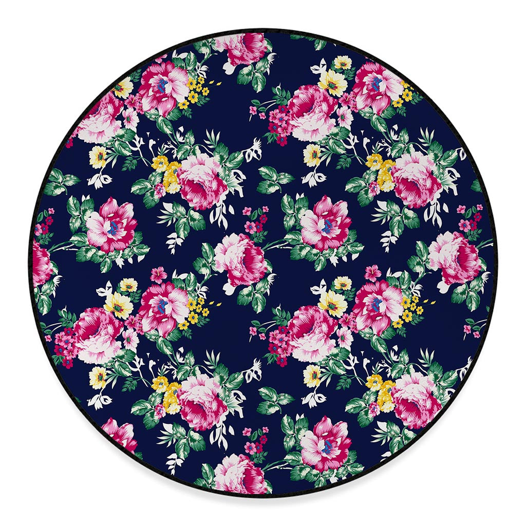 Vintage Blossom Floral Pattern Print Round Floor Mat