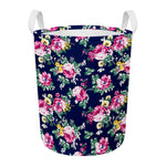 Vintage Blossom Floral Pattern Print Round Laundry Basket