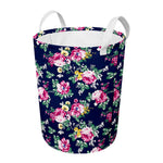 Vintage Blossom Floral Pattern Print Round Laundry Basket