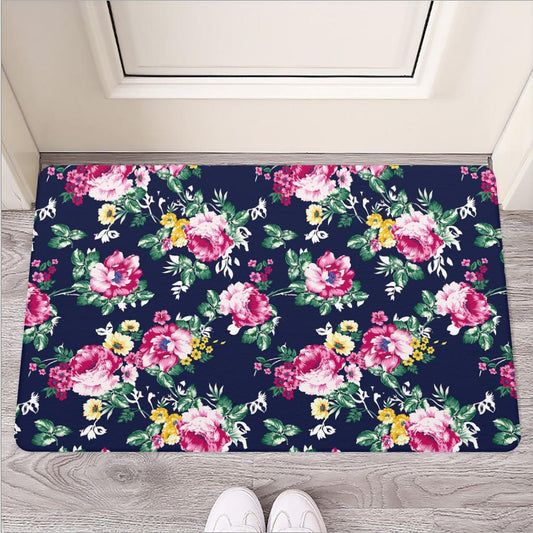 Vintage Blossom Floral Pattern Print Rubber Doormat
