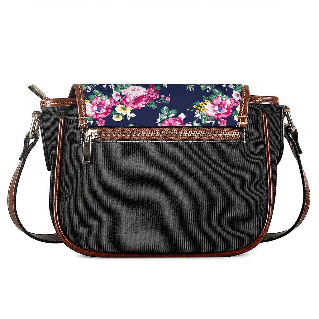 Vintage Blossom Floral Pattern Print Saddle Bag