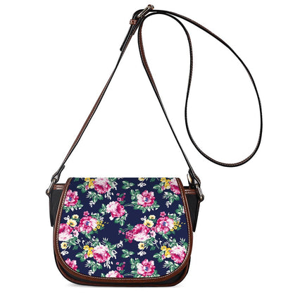 Vintage Blossom Floral Pattern Print Saddle Bag