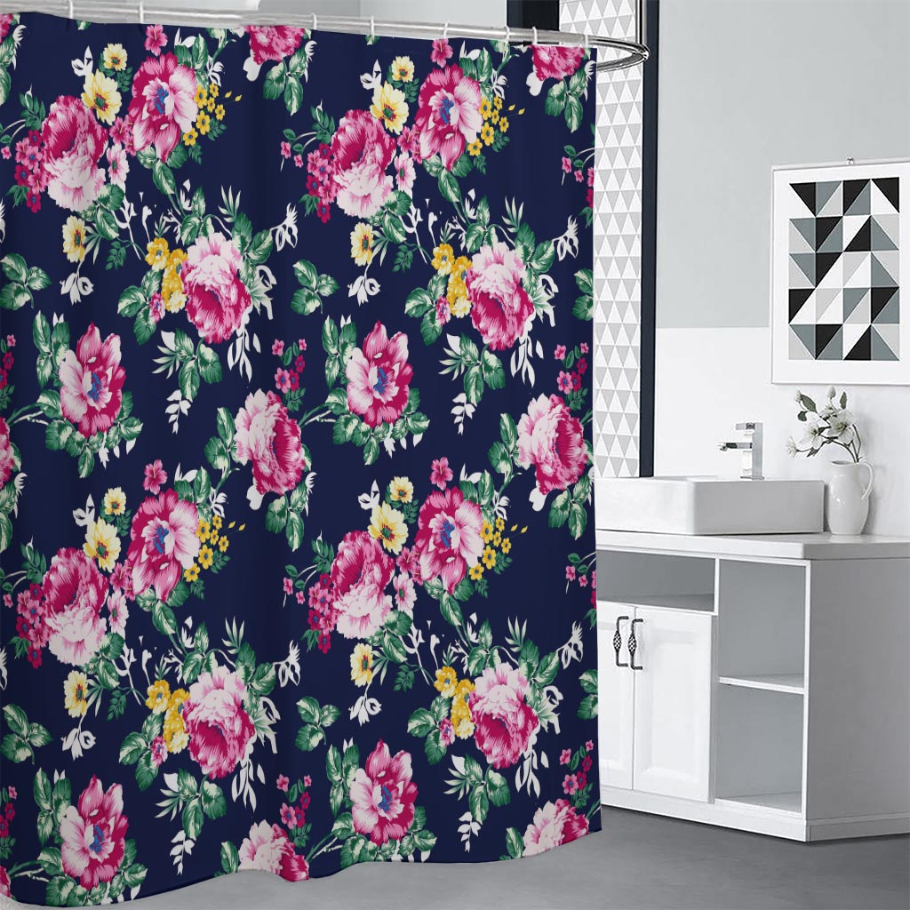 Vintage Blossom Floral Pattern Print Shower Curtain