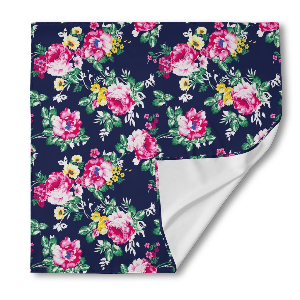 Vintage Blossom Floral Pattern Print Silk Bandana