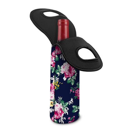Vintage Blossom Floral Pattern Print Single Neoprene Wine Tote