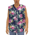 Vintage Blossom Floral Pattern Print Sleeveless Baseball Jersey