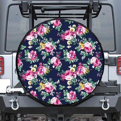 Vintage Blossom Floral Pattern Print Tire Cover