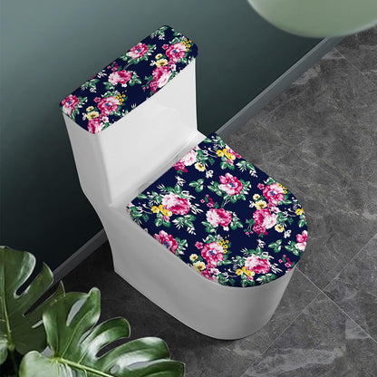 Vintage Blossom Floral Pattern Print Toilet Lid And Tank Cover Set