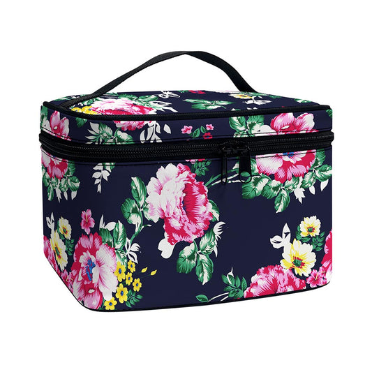 Vintage Blossom Floral Pattern Print Travel Makeup Bag