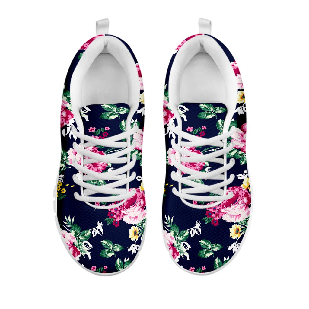 Vintage Blossom Floral Pattern Print White Running Shoes