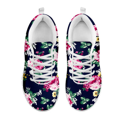 Vintage Blossom Floral Pattern Print White Running Shoes
