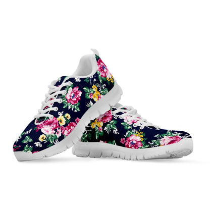 Vintage Blossom Floral Pattern Print White Running Shoes