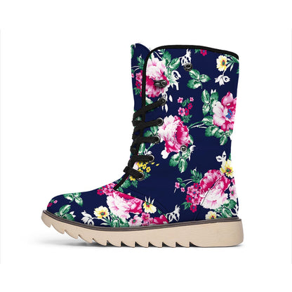 Vintage Blossom Floral Pattern Print Winter Boots