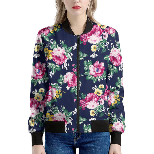 Vintage Blossom Floral Pattern Print Women's Bomber Jacket