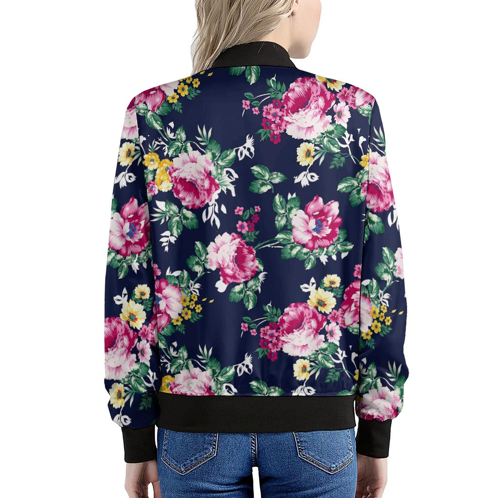 Vintage Blossom Floral Pattern Print Women's Bomber Jacket