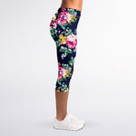 Vintage Blossom Floral Pattern Print Women's Capri Leggings