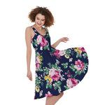 Vintage Blossom Floral Pattern Print Women's Sleeveless Dress