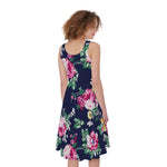 Vintage Blossom Floral Pattern Print Women's Sleeveless Dress