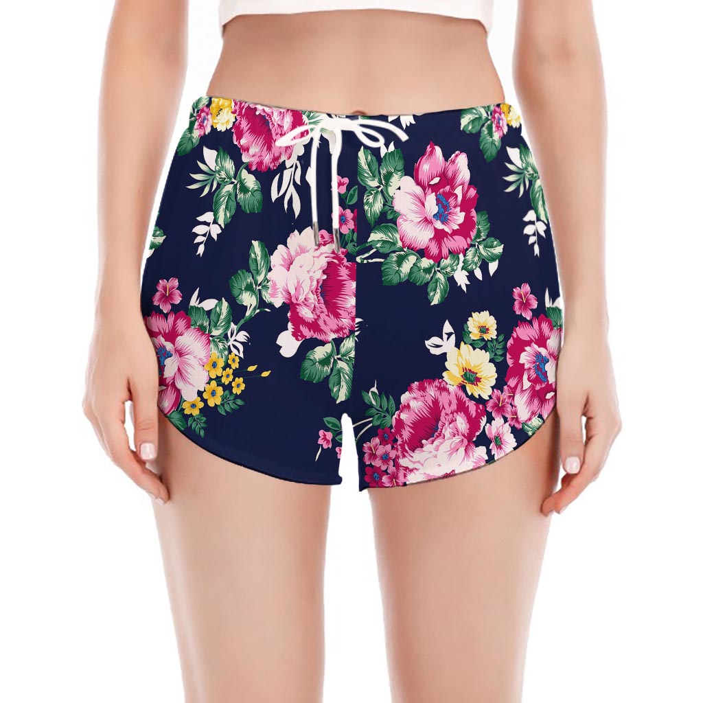Vintage Blossom Floral Pattern Print Women's Split Running Shorts