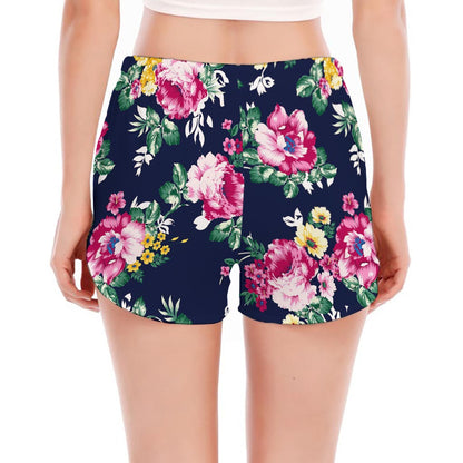 Vintage Blossom Floral Pattern Print Women's Split Running Shorts