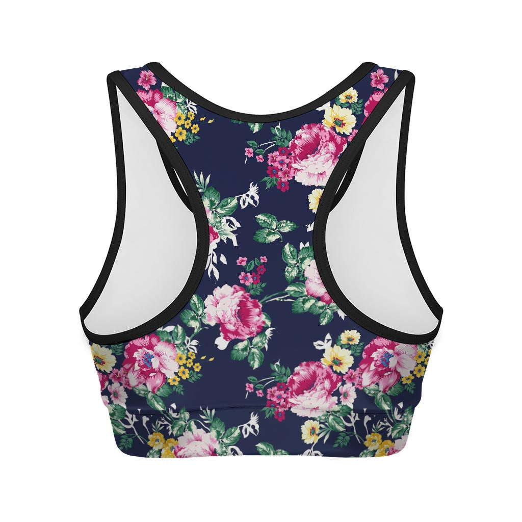 Vintage Blossom Floral Pattern Print Women's Sports Bra