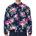 Vintage Blossom Floral Pattern Print Zip Sleeve Bomber Jacket