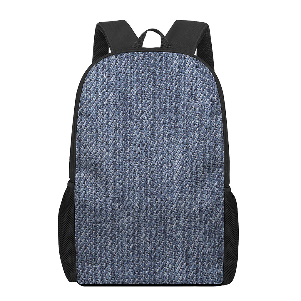 Vintage Blue Denim Jeans Print 17 Inch Backpack