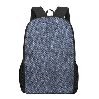 Vintage Blue Denim Jeans Print 17 Inch Backpack