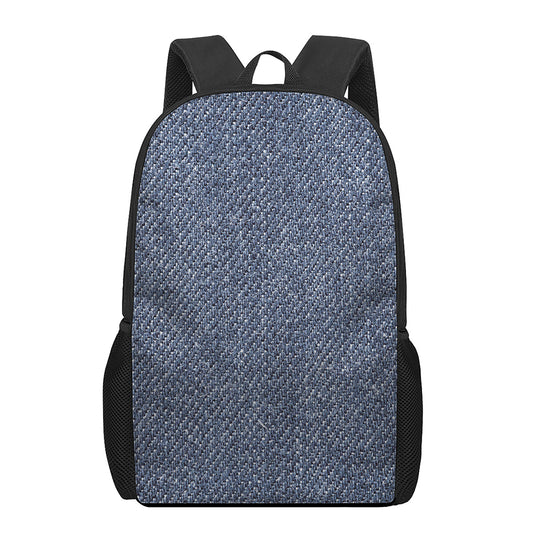 Vintage Blue Denim Jeans Print 17 Inch Backpack