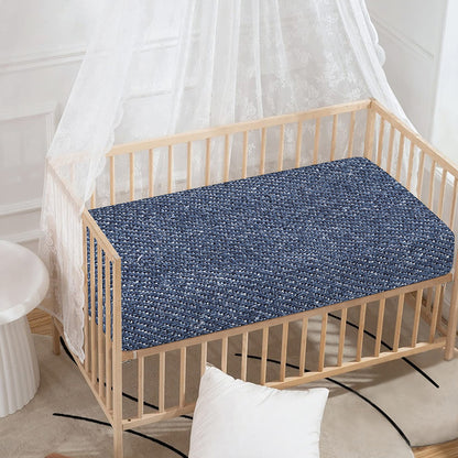 Vintage Blue Denim Jeans Print Baby Crib Sheet