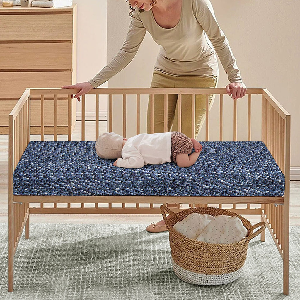 Vintage Blue Denim Jeans Print Baby Crib Sheet